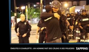 Émeutes à Charlotte : Un homme noir fait des câlins à des policiers, les images insolites (Vidéo)