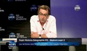 Bac 2013 : correction vidéo Bac Général série ES sujet d'Histoire - Géographie sujet 2 : Les territoires dans la mondialisation : une inégale intégration