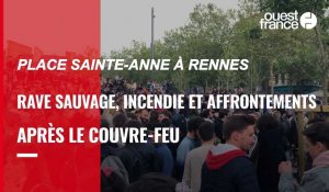 VIDÉO. Rennes : après le couvre-feu, rave, incendie et affrontements place Sainte-Anne