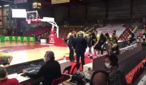 Réaction de Cédric Heitz après la victoire du Champagne Basket à Cholet où l'Union marnaise a retrouvé du public après des mois de matches disputés à huis clos.