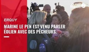 VIDÉO. Présidentielle 2022 : Marine Le Pen en déplacement en Bretagne a rencontré les pêcheurs à Erquy