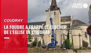 Le clocher de l'église de Coudray a été frappé par la foudre