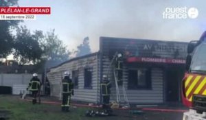VIDÉO. Un hangar détruit dans un incendie à Plélan-le-Grand