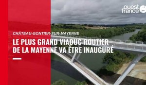 À Château-Gontier, le plus grand viaduc routier de la Mayenne vu du ciel 