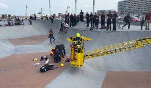 Un entraînement grandeur nature au skatepark de Calais pour les pompiers