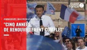 VIDÉO. Présidentielle : à Marseille, Emmanuel Macron  promet « cinq années  de renouvellement complet »