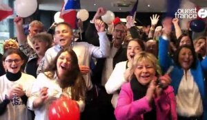 VIDÉO. Au quartier général de LREM au Mans, les soutiens d'Emmanuel Macron jubilent à l'annonce des résultats