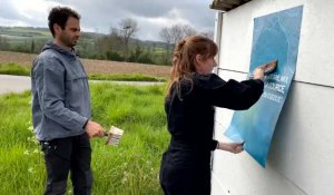 Escoeuilles : intervention artistique de Richard Pereira de Moura et Floriane Pilon sur le thème des rivières Aa et Hem  avec le Parc naturel.