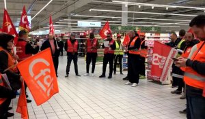 Action de l’intersyndicale Auchan au magasin de Faches-Thumesnil