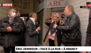 Lors d’un échange sur le port du voile avec Éric Zemmour, à Drancy, une femme musulmane lui propose : «Enlevez votre cravate, j’enlève mon tissus» (CNews)