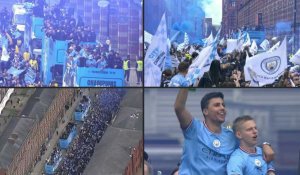 Les joueurs de Man City défilent dans les rues de Manchester
