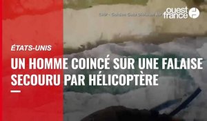 VIDÉO. États-Unis : un homme coincé sur une falaise secouru par hélicoptère 