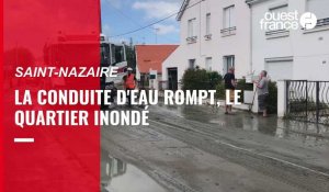 VIDÉO. La conduite d'eau casse, inondation dans une rue de Saint-Nazaire