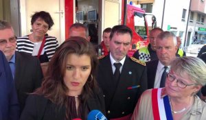 Saint-Julien : visite de Marlène Schiappa apres l'incendie de la sous-préfecture