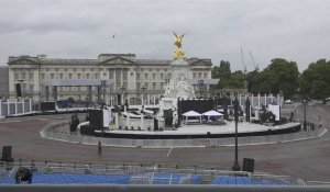 Scène devant le palais de Buckingham au troisième jour des festivités du jubilé de platine