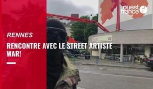 VIDÉO. Le street-artiste War! peint à 27 m de haut dans le centre de Rennes