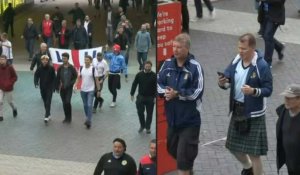 Euro-2020: Les supporters arrivent au stade de Wembley avant le match Angleterre-Écosse
