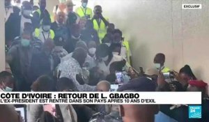 Laurent Gbagbo en Côte d'Ivoire, accueilli par ses partisans en liesse