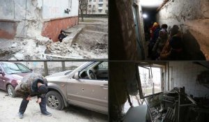 Les habitants d'une ville bombardée dans l'est de l'Ukraine se réfugient dans les sous-sols