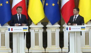 Début d'une conférence de presse entre Macron et son homologue ukrainien Zelensky