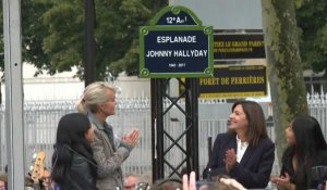 Hommage à Johnny Hallyday à Paris: plaque et statue dévoilées