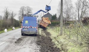 Taisnières: Un camion se renverse sur la chaussée Brunehaut