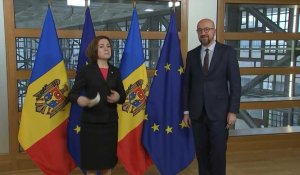 Le président du Conseil de l'UE Charles Michel rencontre la présidente moldave Maia Sandu