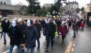 À Cholet, les anti-passe défilent avec un masque blanc intégral 