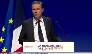 Présidentielle : "Je veux retirer cet horrible drapeau européen" Nicolas Dupont-Aignan choque l'assemblée des élus locaux