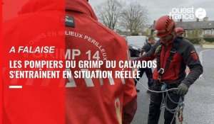 VIDÉO. A Falaise, les pompiers du Grimp du Calvados s'entraînent en situation réelle