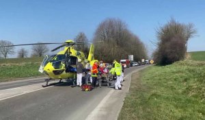 Accident RN2 héliportage; Décollage hélicoptère accident RN2