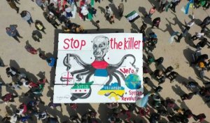 Syrie: un rassemblement contre l'invasion de l'Ukraine par la Russie près d'Idleb