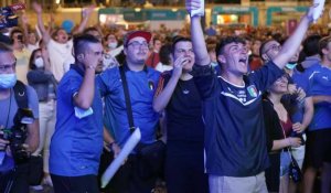 Euro-2020: les Italiens célèbrent l'ouverture du score face à la Belgique