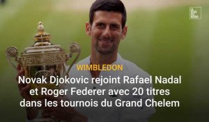 Wimbledon : Djokovic rejoint Nadal et Federer avec 20 titres dans les tournois du Grand Chelem