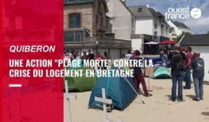 VIDÉO. À Quiberon, des tentes et des croix plantées dans le sable pour alerter sur la crise du logement en Bretagne