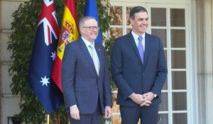 Le Premier ministre espagnol Pedro Sanchez reçoit son homologue australien à Madrid