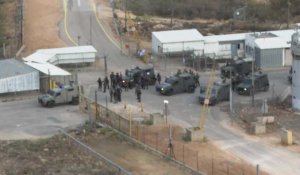 Armée israéliennes à l'entrée de la prison d'Ofer avant la libération attendue de prisonniers