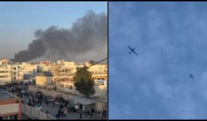 Panache de fumée à Khan Younès après des tirs de char israéliens
