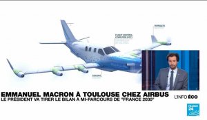 Emmanuel Macron chez Airbus à Toulouse pour faire le bilan de "France 2030" à mi-parcours