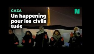 Un happening en soutien aux civils tués à Gaza au pied de la Tour Eiffel