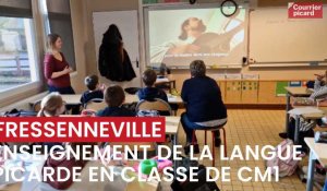Enseignement de la langue picarde, dans la classe de CM1 de l'école Jean Gaudier de Fressenneville (Somme), lundi 13 novembre 2023.
