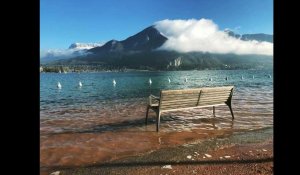 Des quais inondés interdits à la circulation : le lac d’Annecy et le Thiou toujours au plus haut