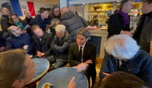 VIDÉO. Le Premier ministre Gabriel Attal rencontre des citoyens dans un café de Caen