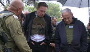 Elon Musk visite un kibboutz attaqué par le Hamas aux côtés de Netanyahu