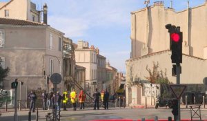 Marseille: images d'un immeuble effondré après un incendie