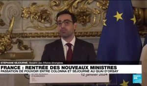 Nouveau gouvernement : passation de pouvoir entre Colonna et Séjourné au ministère des Affaires étrangères