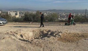Cratère de l'explosion qui a tué un policier israélien à Jénine