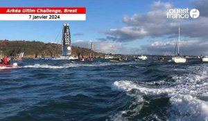 VIDÉO. Arkéa Ultim Challenge : du monde sur l’eau pour escorter les géants des mers avant le départ 