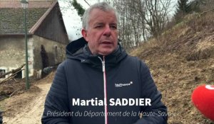 Martial Saddier constate les dégâts des intempéries en vallée Verte