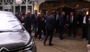 Arrivée de Marine Le Pen à sa soirée électorale à Paris